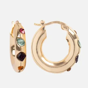 Lively Rainbow Crystal Hoop Earrings