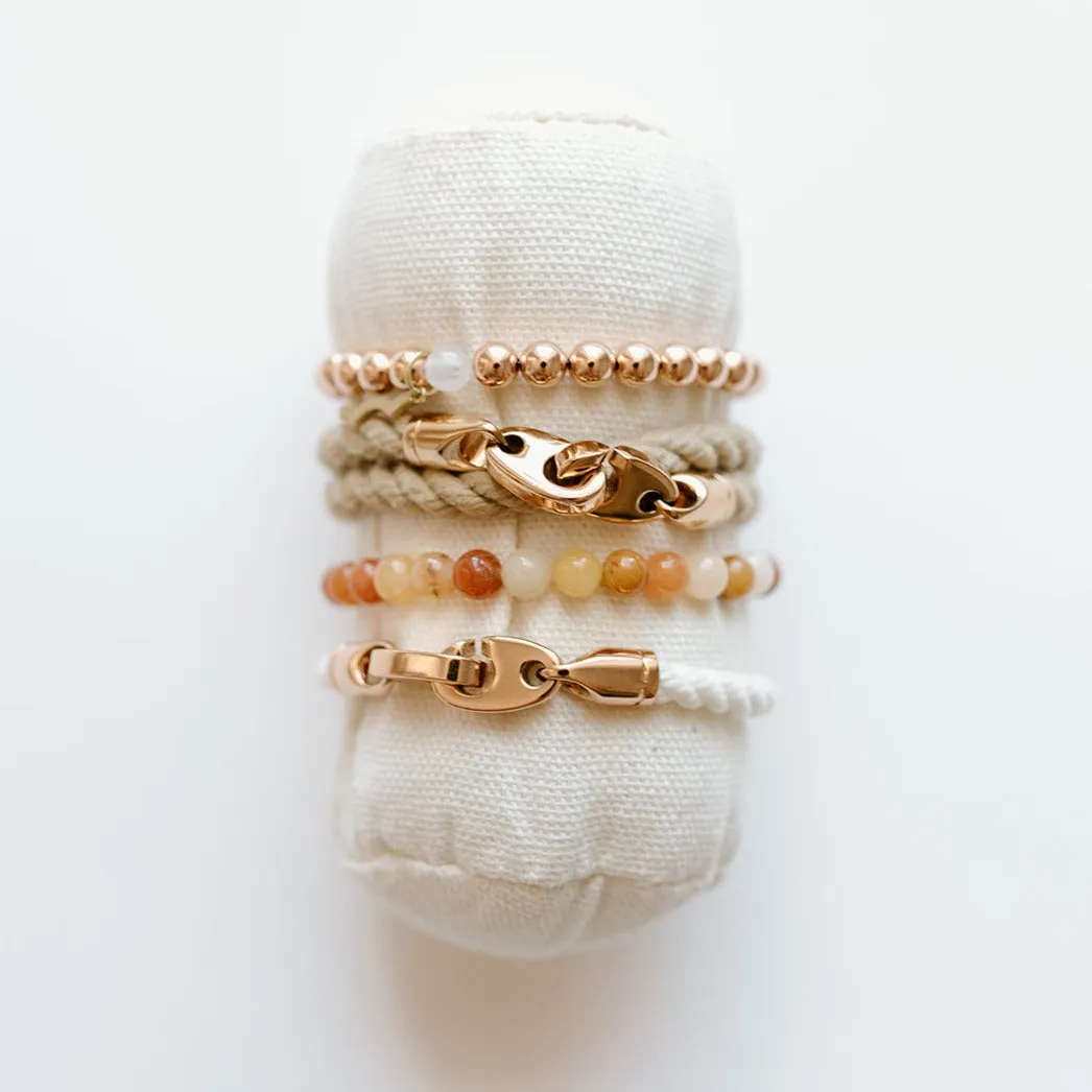 Lure Single Wrap Rope Bracelet with Rose Gold Brummels