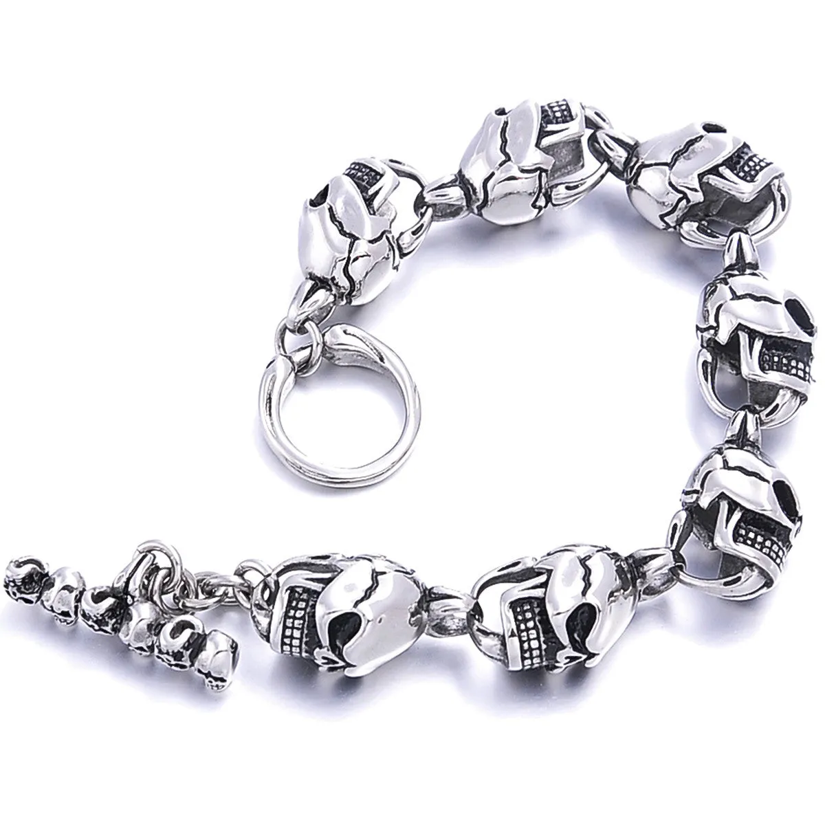 Men Bracelet Jewelry 1PC Men 316L Stainless Steel 7 Skulls Gothic Punk Bracelet For Boyfriend & Girlfriend Accessories Gift