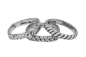 Men's Silver 3 Stackable Set Rings