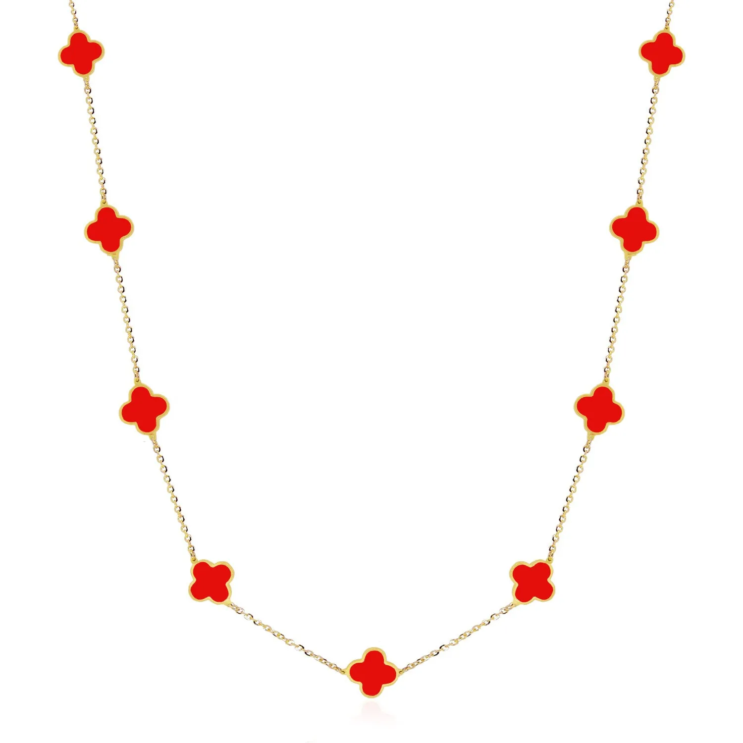 Mini Coral Clover Necklace