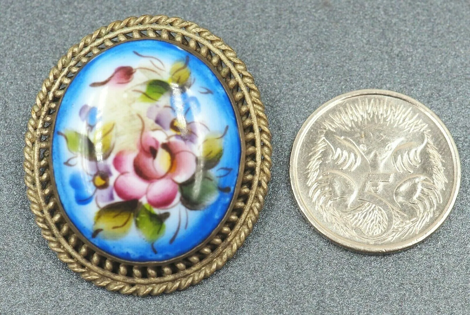 Painted Porcelain Brooch