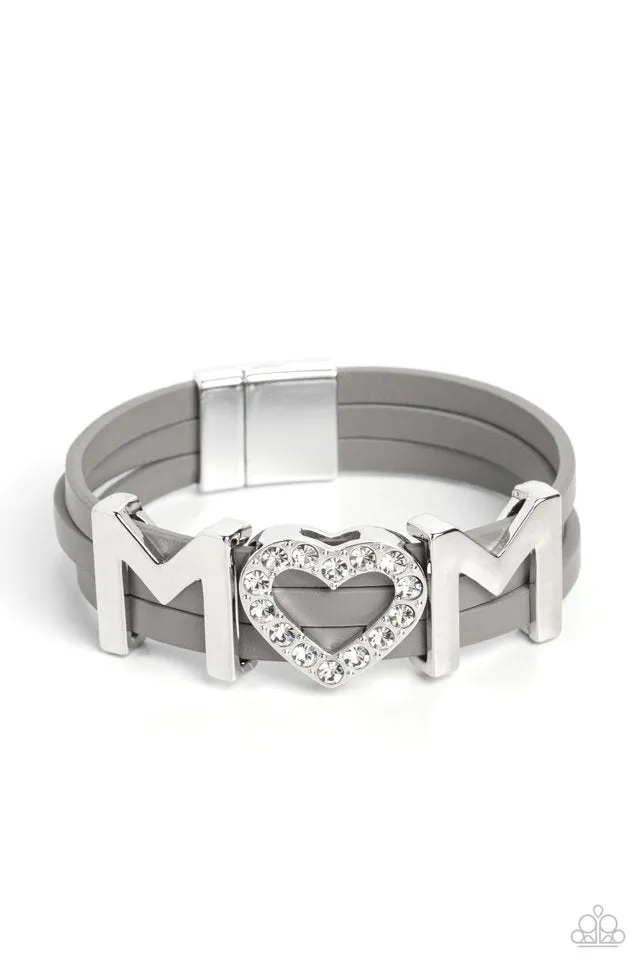 Paparazzi Bracelet ~ Heart of Mom - Silver