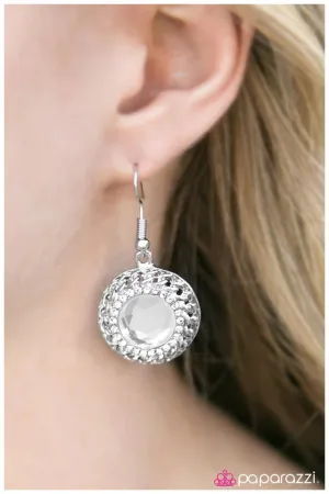 Paparazzi Earring ~ Free Reign - White