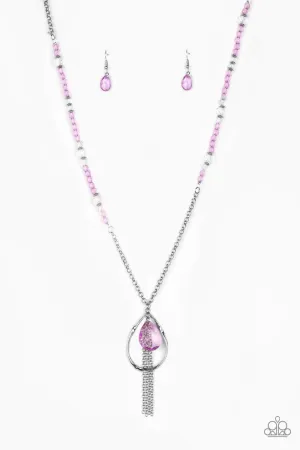 Paparazzi Necklace ~ Teardroppin Tassels - Purple