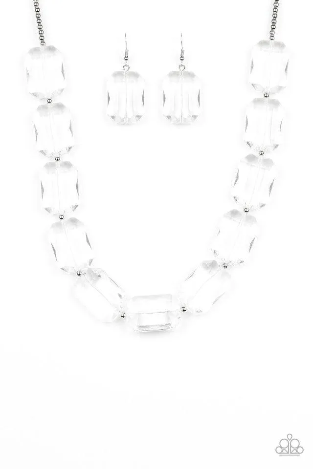 Paparazzi Necklace ~ The ICE President - White