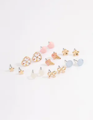 Pastel Heart & Ice Cream Earrings 8-Pack