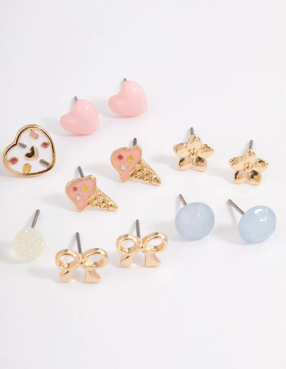 Pastel Heart & Ice Cream Earrings 8-Pack