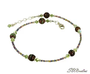 Peridot Amethyst Swirl Beaded Anklet