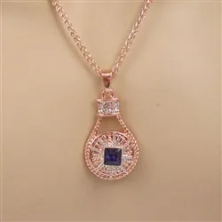 Purple Tanzanite & Rhinestone Exquisite Rose Gold Pendant Necklace