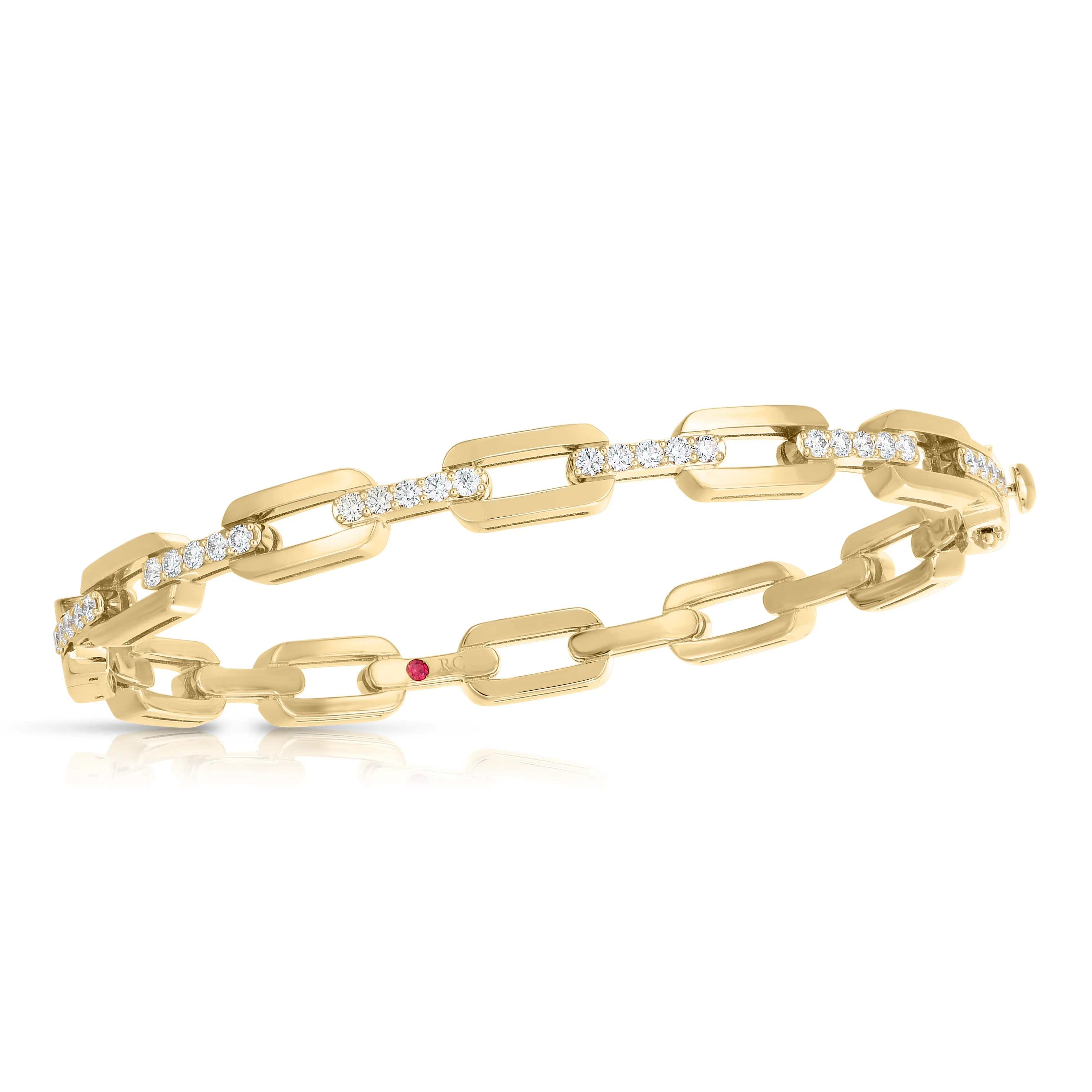 Roberto Coin 18K Yellow Gold Diamond Shiny Navarra Bangle