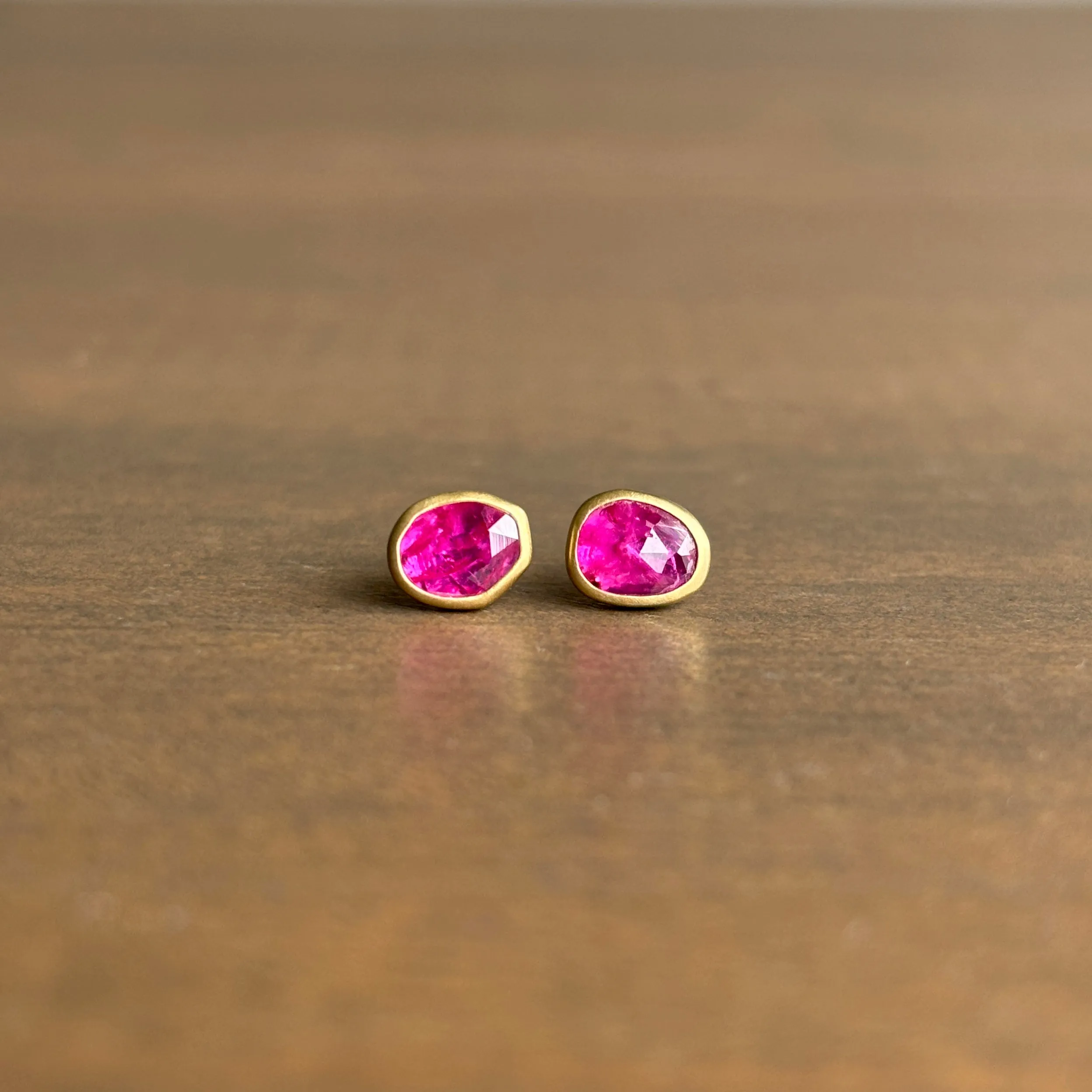 Ruby Pebble Stud Earrings