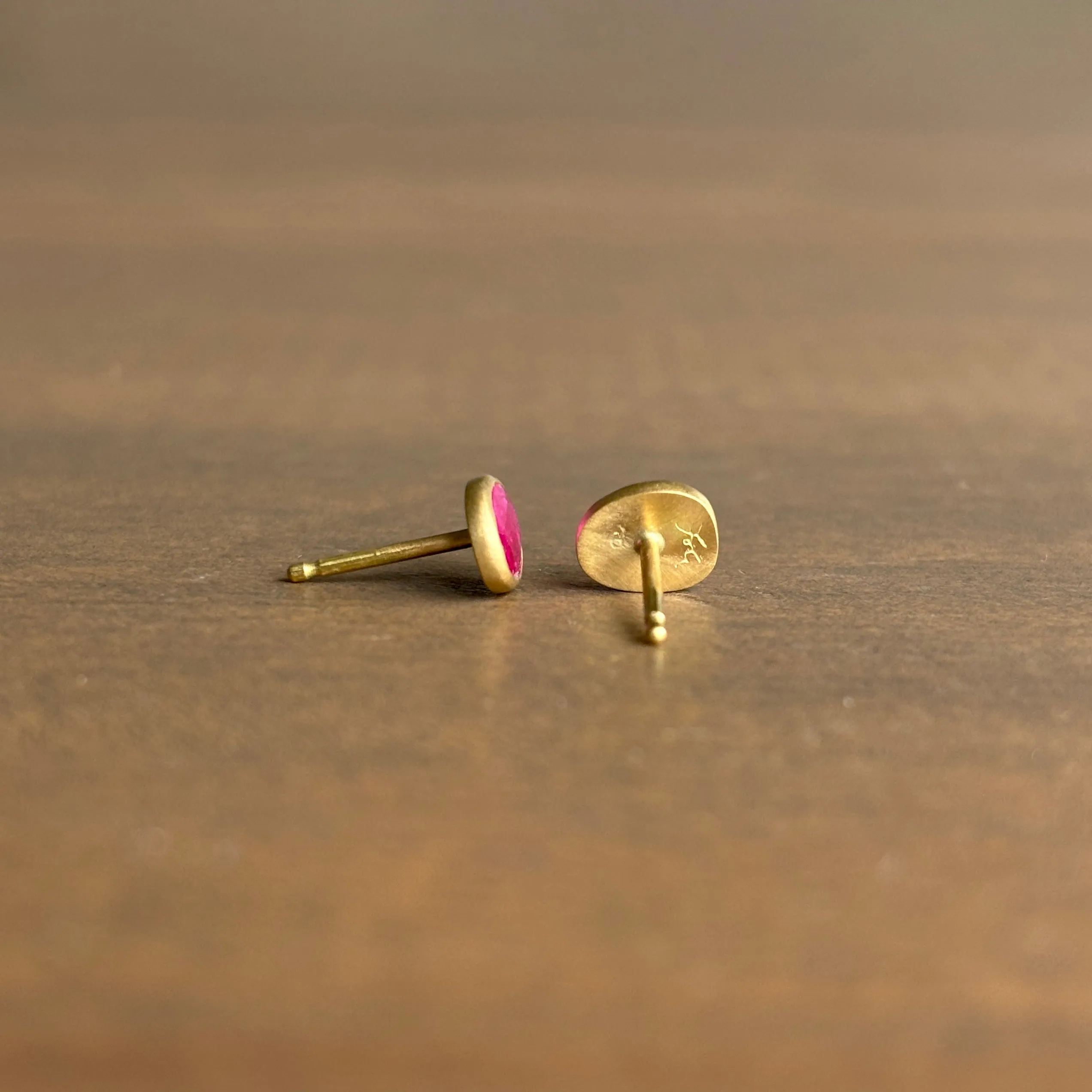 Ruby Pebble Stud Earrings