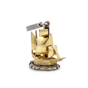 Sailing Ship Pendant made from 9ct Yellow Gold and Silver.