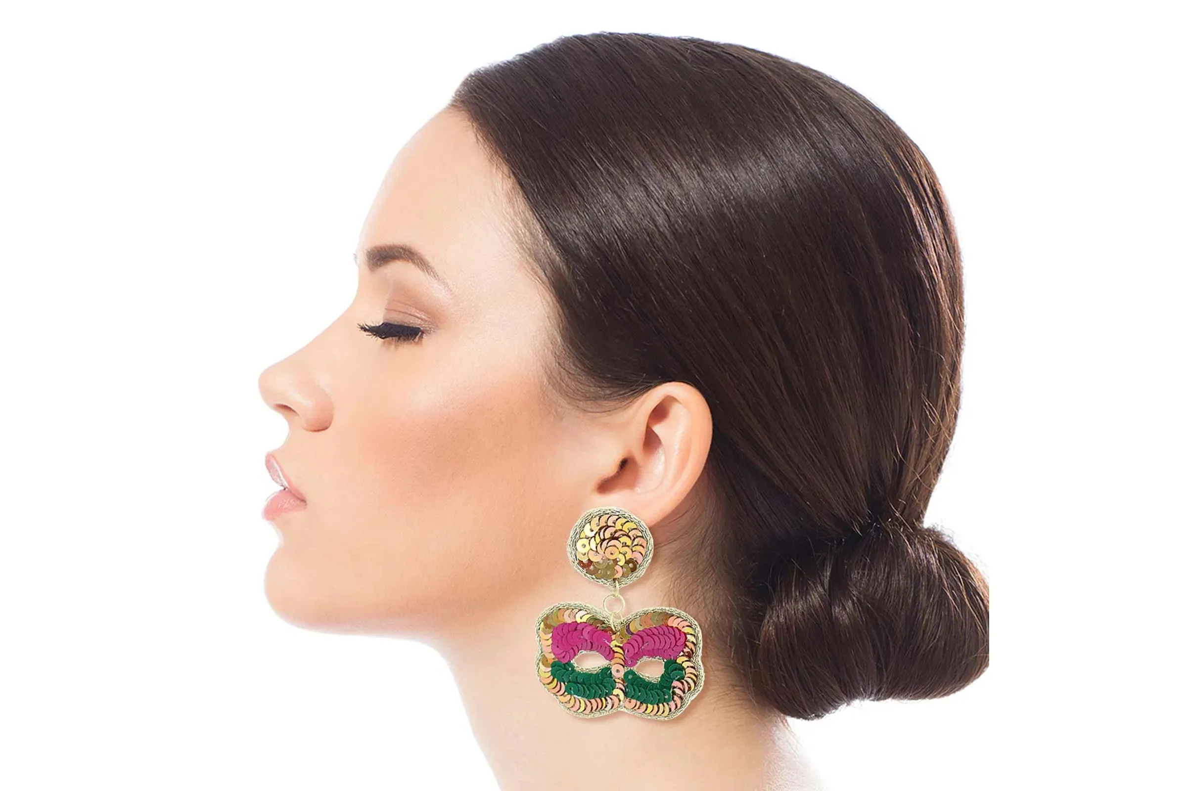 Sequin Mardi Gras Mask Earrings