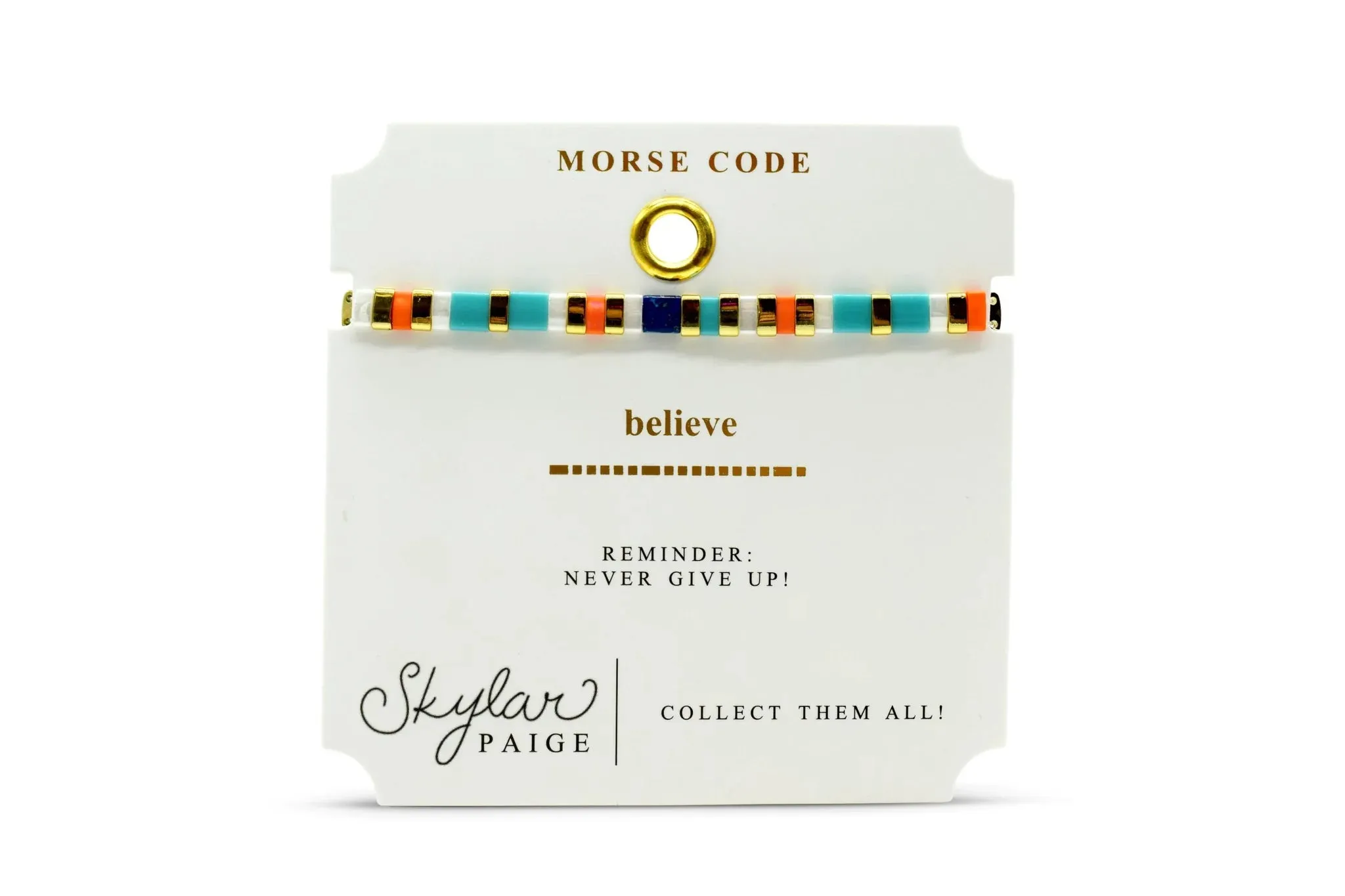 Skylar Paige BELIEVE Morse Code Tila Beaded Bracelet - Feminine Fiesta