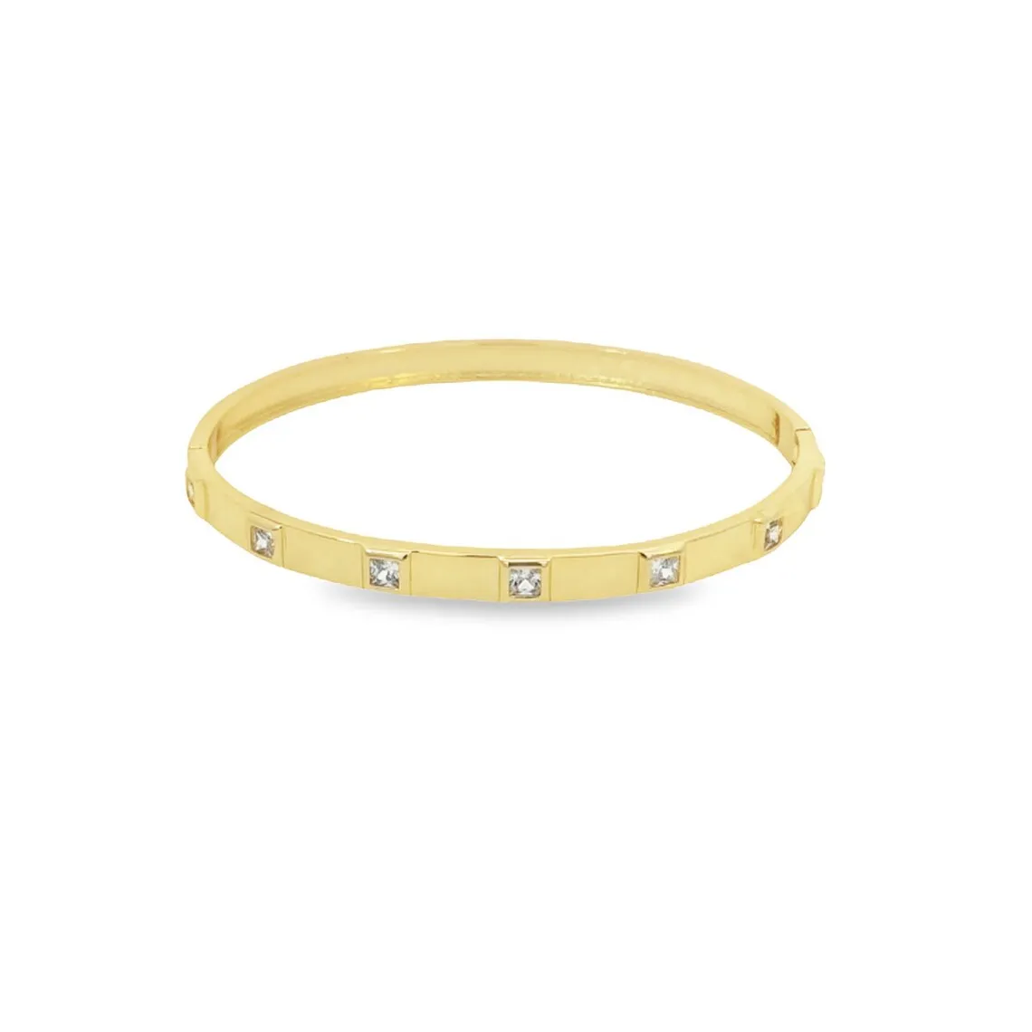 Squared CZ Stones Bangle (B104)