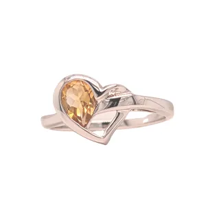 Sterling Silver Citrine Heart Ring