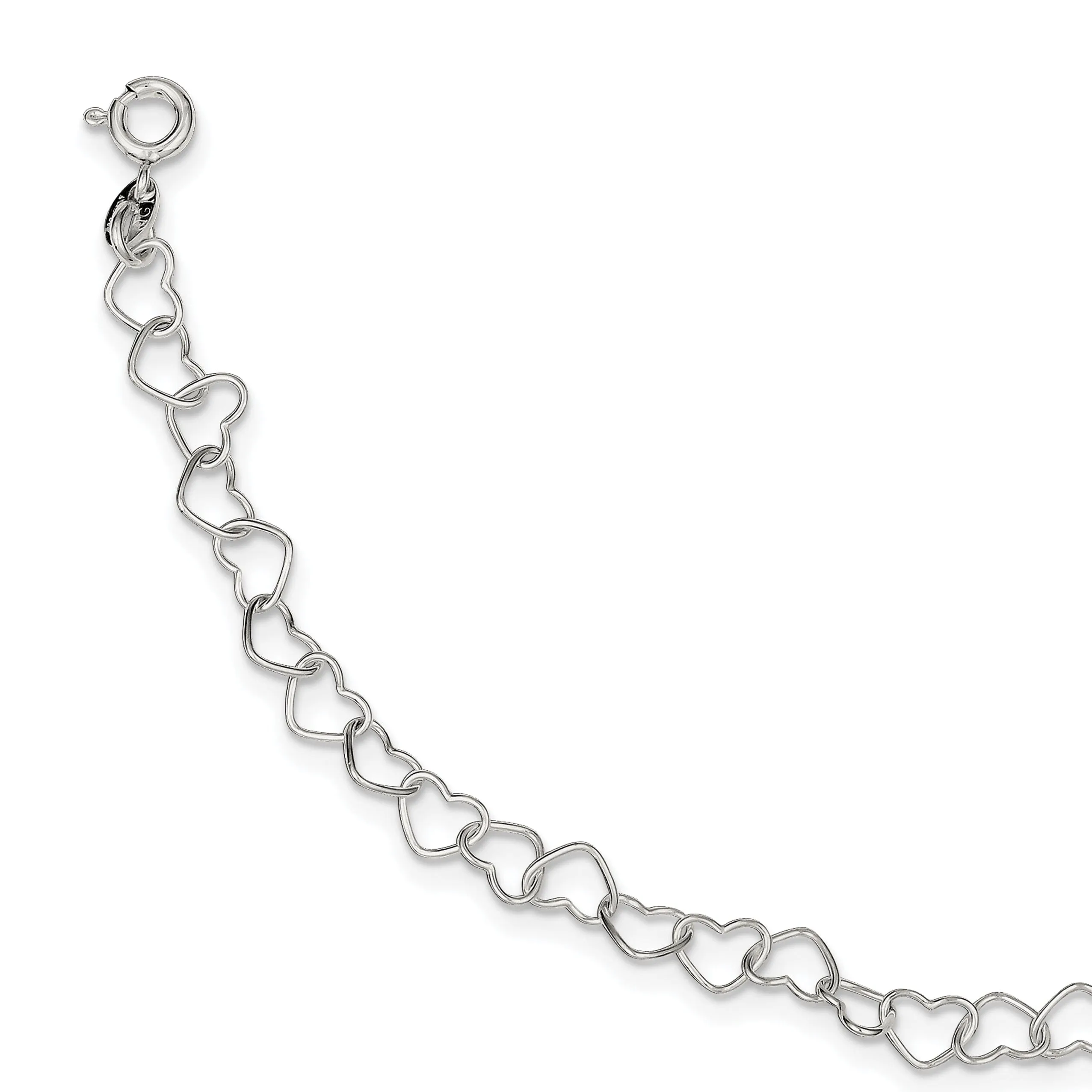 Sterling Silver Fancy Heart Link Bracelet