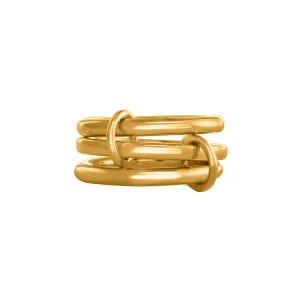 STERLING SILVER GOLD PLATED THREE LINKED RING