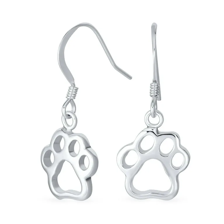 Sterling Silver Paw Hanging Earrings