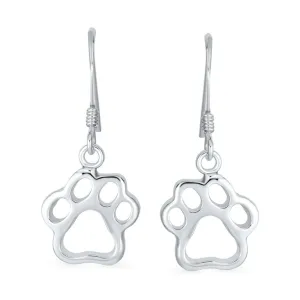 Sterling Silver Paw Hanging Earrings