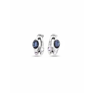 Sterling silver-plated earrings with black crystal - PEN0955MCLMTL0U