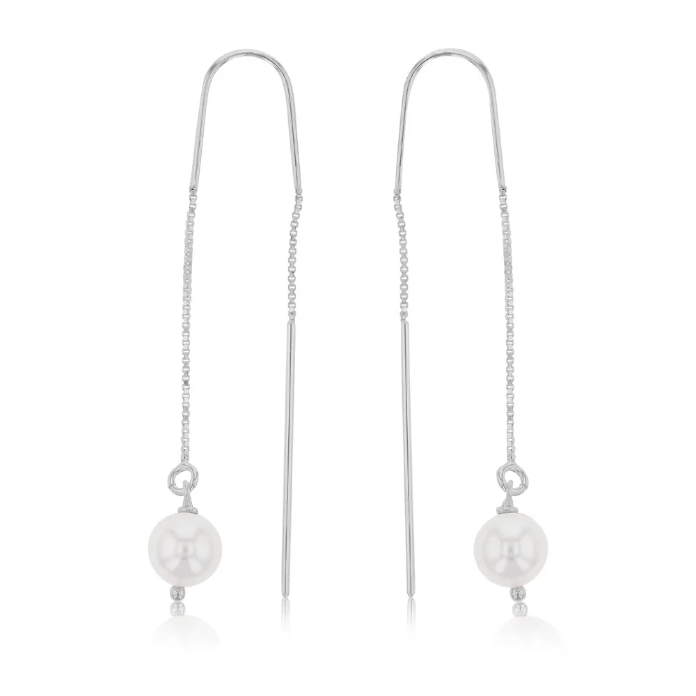 Sterling Silver Single Pearl Threader Earring