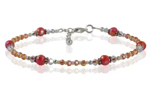 Sunburst Orange Crystal Beaded Anklet