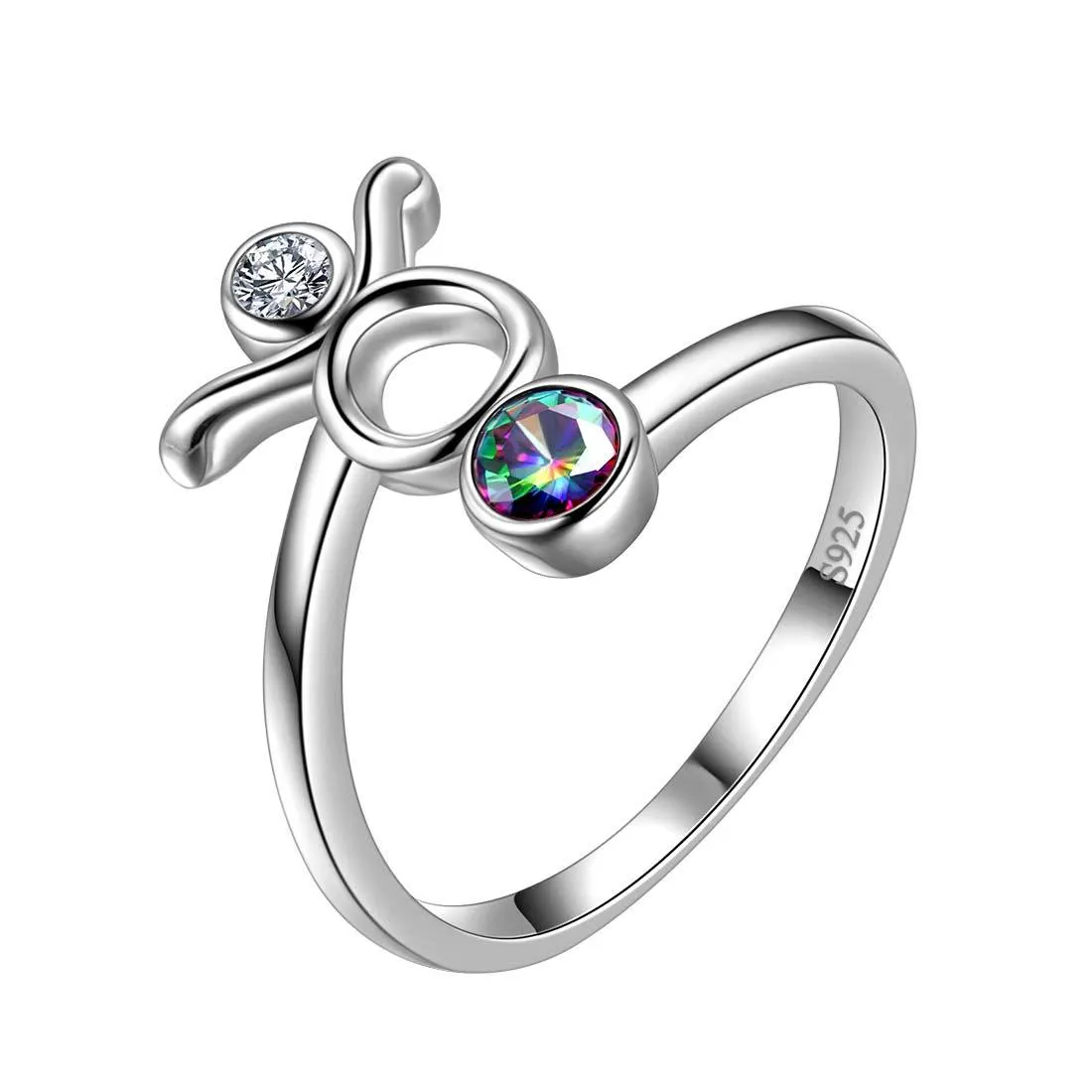 Taurus Zodiac Rings Women Girls Jewelry Birthday Gift Mystic Topaz 925 Silver