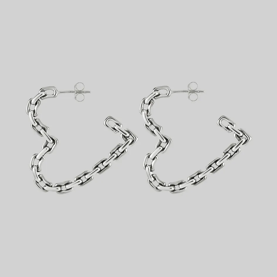 The Chain Heart Hoops - Silver