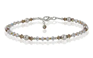 Topaz Crystal Pearl Beaded Anklet