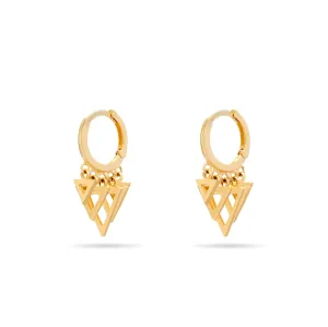 Triangle Charm Huggies - 14 karat gold huggie earrings