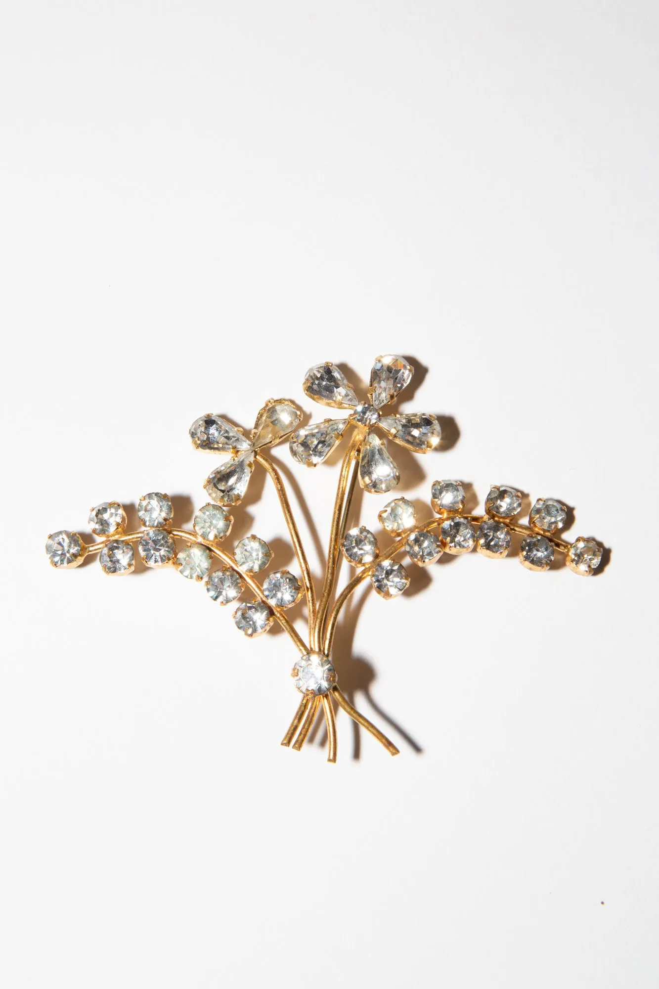 Vintage 1940s Large Crystal Flower Brooch