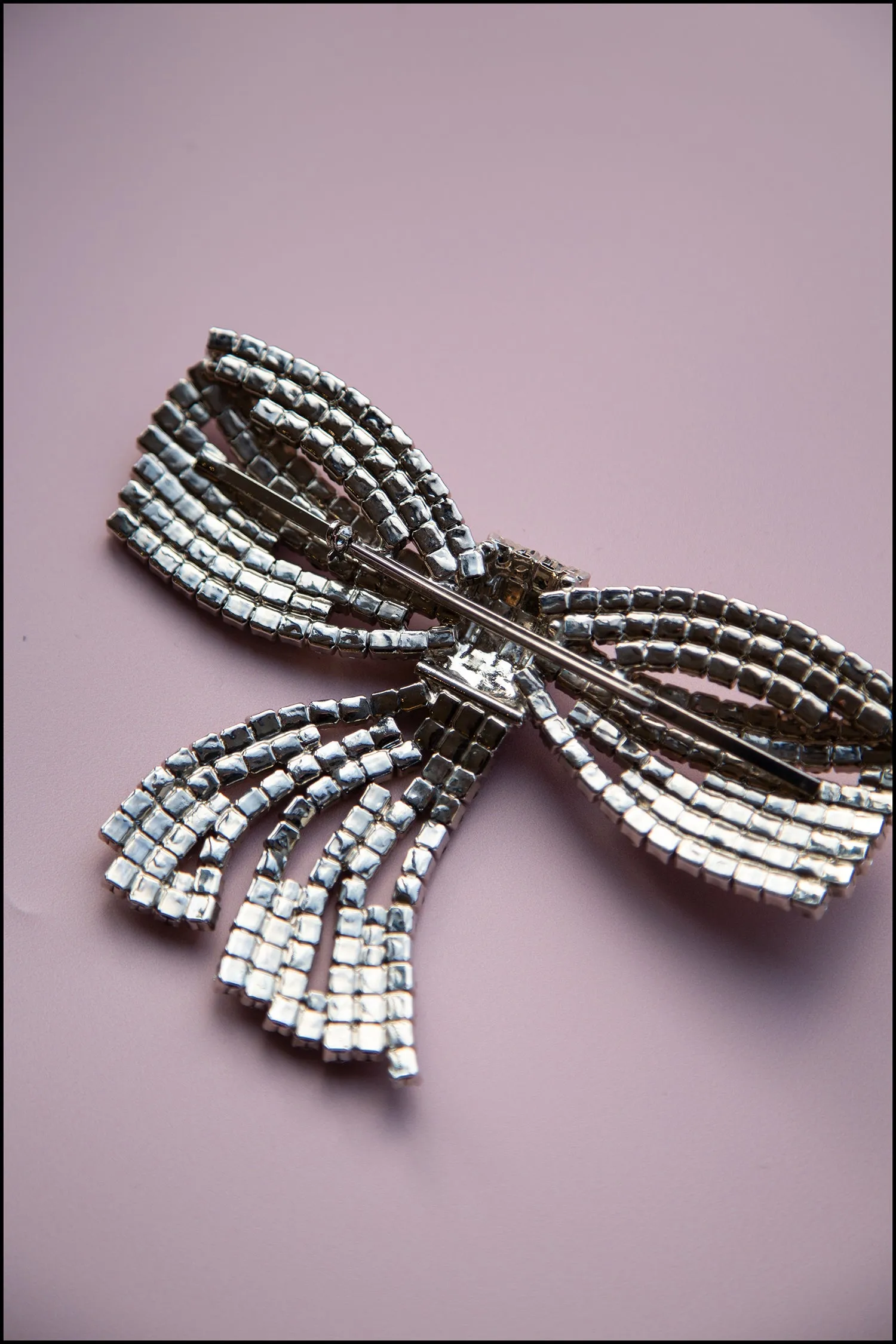 Vintage 1980s Large Crystal Bow Brooch