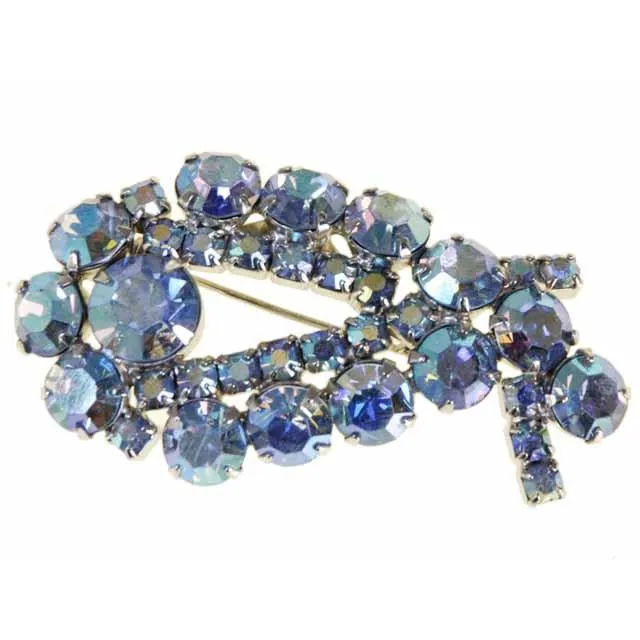 Vintage Blue Aurora Borealis Brooch 1950S Brilliant