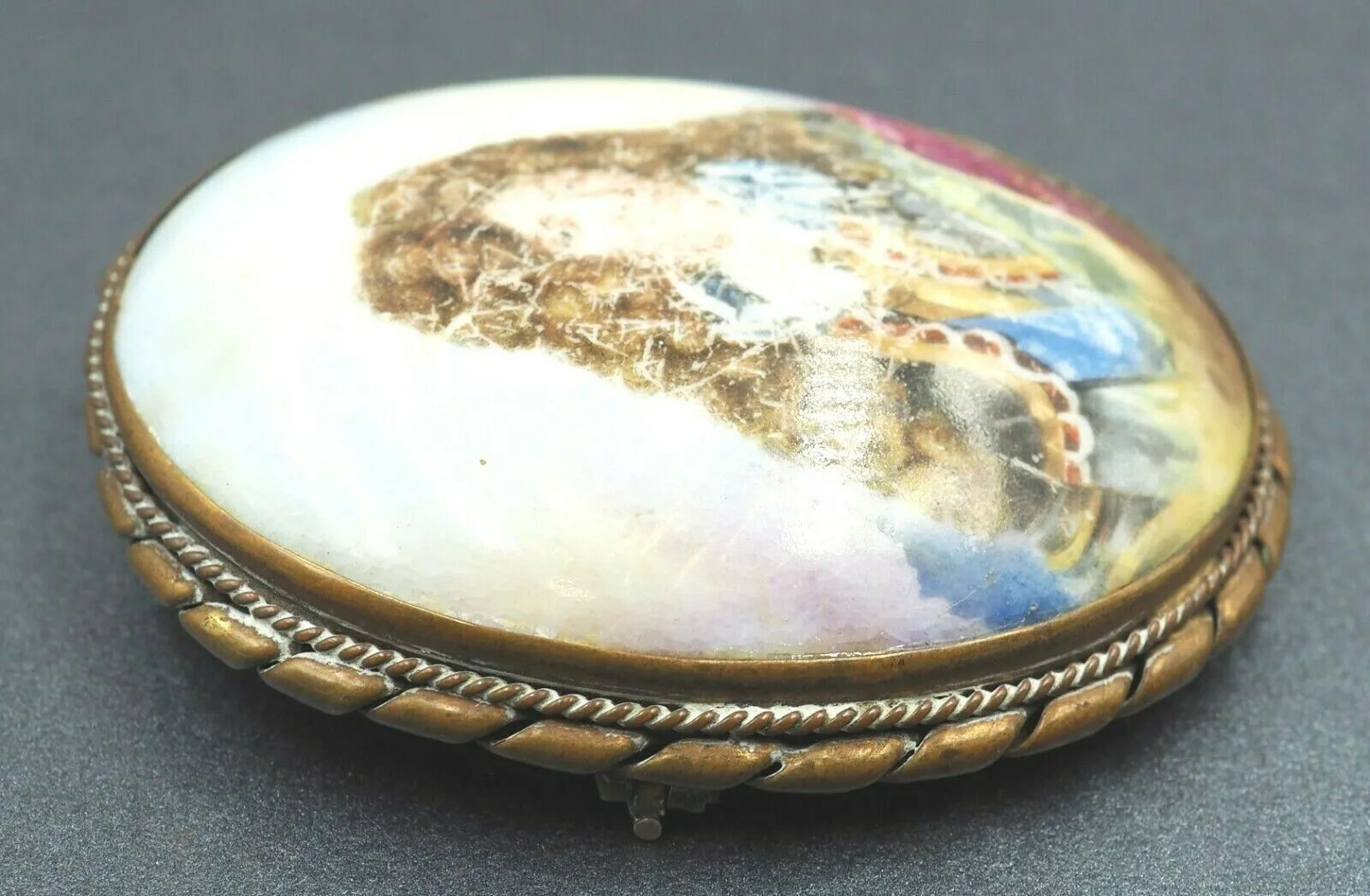 Vintage Painted Porcelain Soft Back Brooch Vintage