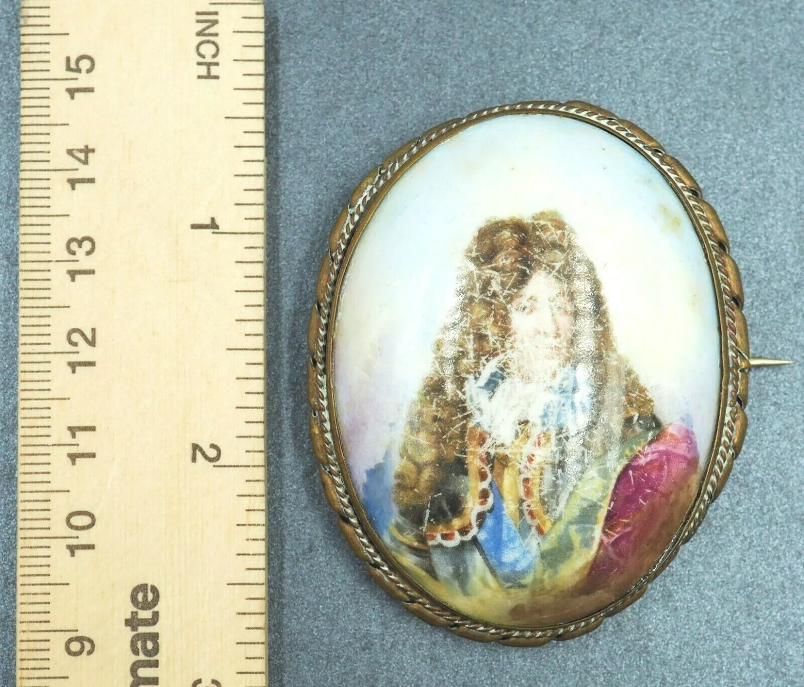 Vintage Painted Porcelain Soft Back Brooch Vintage