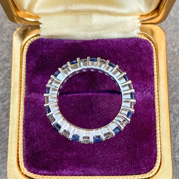 Vintage Sapphire & Diamond Eternity Band, Size 6