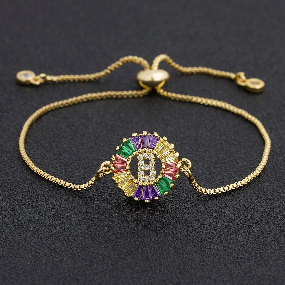 Women colourful Letter Charm Adjustable Bracelets