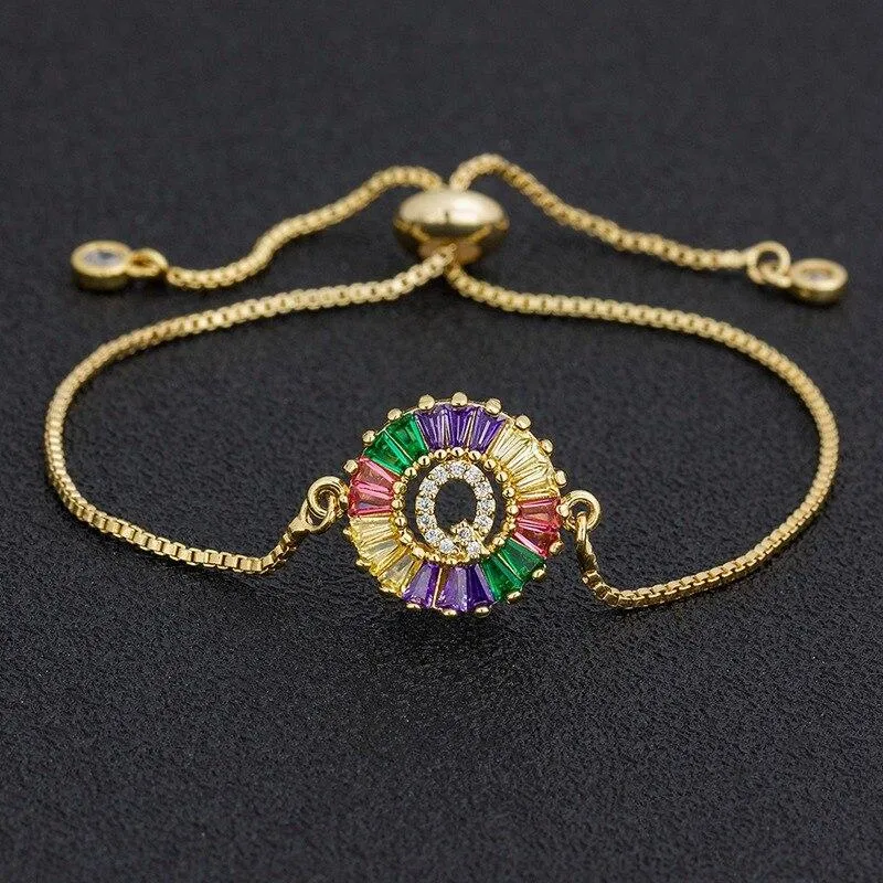 Women colourful Letter Charm Adjustable Bracelets