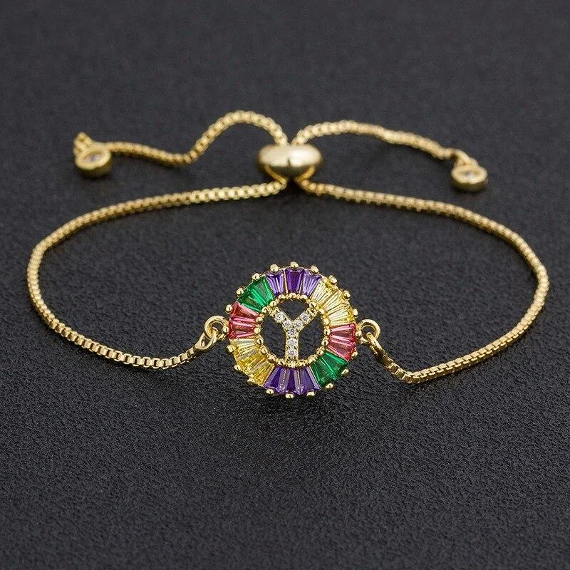 Women colourful Letter Charm Adjustable Bracelets