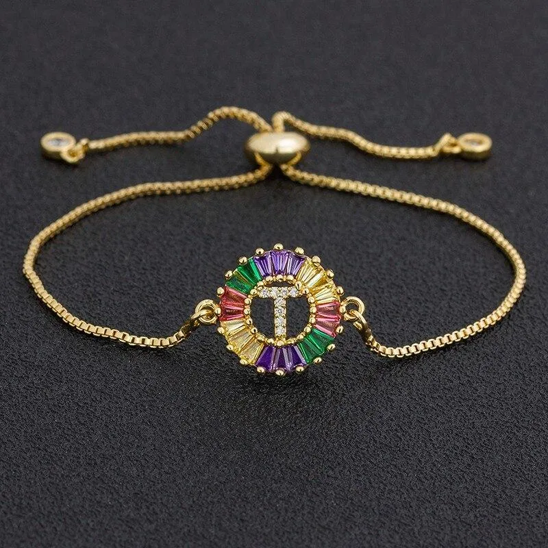 Women colourful Letter Charm Adjustable Bracelets