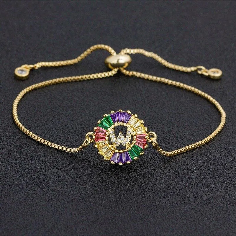 Women colourful Letter Charm Adjustable Bracelets