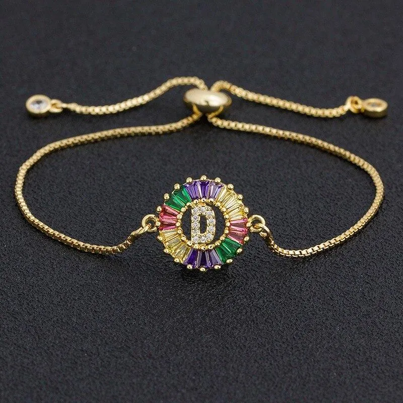 Women colourful Letter Charm Adjustable Bracelets