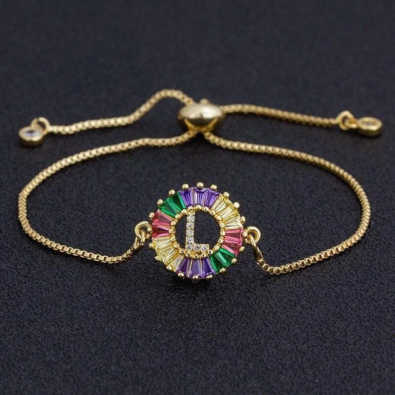 Women colourful Letter Charm Adjustable Bracelets