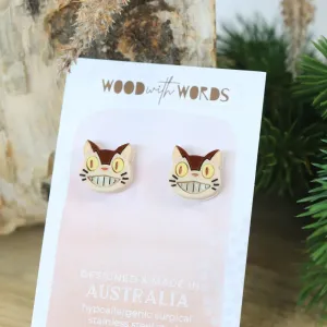 Wood With Words: Acrylic Stud Earrings Cat Bus Ghibli