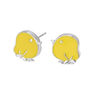 Yellow Chick Silver Studs Earrings for Women